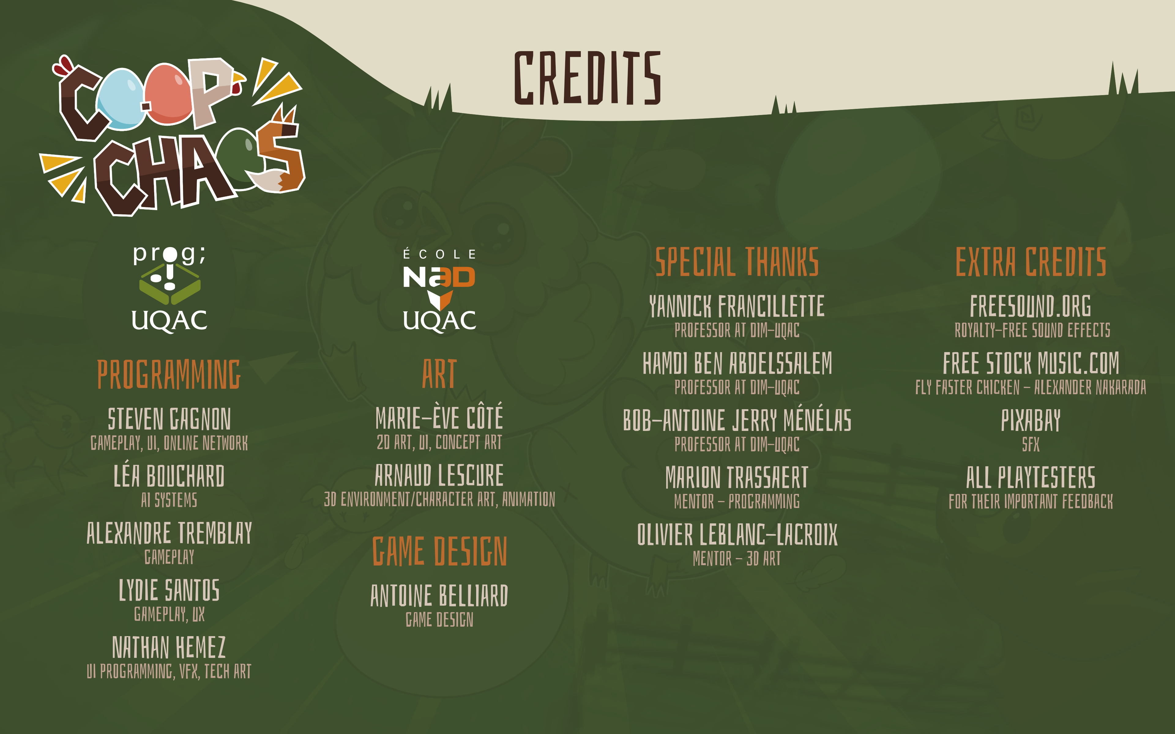 credits menu